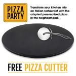 Heritage Pizza Stone, 15 inch Ceramic Baking Stones for Oven Use - Non-Stick, No Stain Pan & Cutter Set for Gas, BBQ & Grill - Kitchen Accessories & Housewarming Gifts w/ Bonus Pizza Wheel - Black