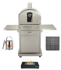 AMS | Summerset 'The Oven' Outdoor Freestanding Gas Oven with Pizza Stone, Smoker Box and Mobile Cart, 304 Stainless Steel, Liquid Propane| |FREE Tabletop Fire Pit (Liquid Propane)