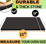 Black Pizza Stone for Oven and Grill with Wood Pizza Peel & Pizza Cutter - Cordierite Baking Stone Ceramic Coated Stainless and Non-stick - Detachable Serving Handles - 15 inch x 12 inch Large