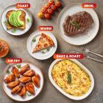 Elite Gourmet ETO-4510M French Door 47.5Qt, 18-Slice Convection Oven 4-Control Knobs, Bake Broil Toast Rotisserie Keep Warm, Includes 2 x 14" Pizza Racks, Stainless Steel