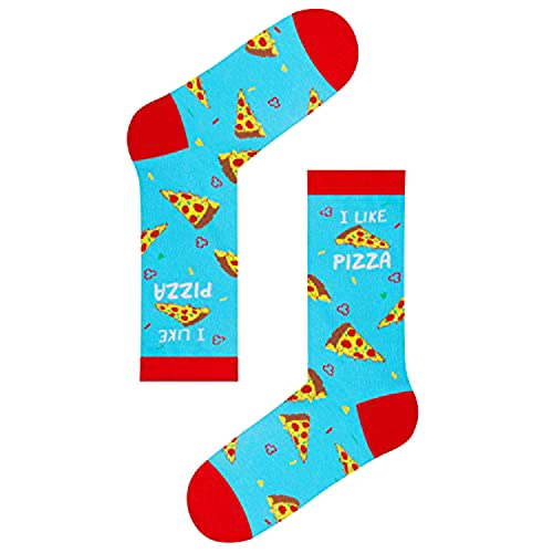 HAPPYPOP Funny Pizza Socks Women, Pizza Gifts For Pizza Lovers, Pizza Themed Gifts, Blue