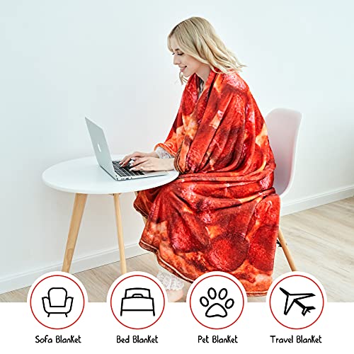 CASOFU Tortilla Blanket, Salami Blanket, Giant Pizza Throw Blanket, Novelty Pizza Blanket for Your Family, Soft and Comfortable Flannel Pizza Blanket.(Red, 60 inches)