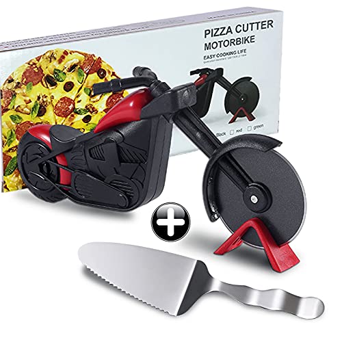 Pizza Cutter,Quality Stainless Steel Motorcycle Pizza Cutter Wheel,Super Sharp Pizza Slicer Cutter Wheel With Non Slip Ergonomic Handle,Fun Pizza Cutter For Christmas Holiday Gift