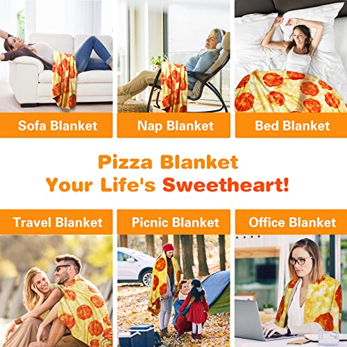 Bistee Pizza Blanket Double Sided 60 inches, Throw Blanket for Couch, Novelty Realistic Funny Gift Food Blanket for Kids and Adult, 285 GSM Soft Comfortable Flannel Taco Blanket for Picnic/Travel/Home