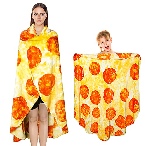 Bistee Pizza Blanket Double Sided 60 inches, Throw Blanket for Couch, Novelty Realistic Funny Gift Food Blanket for Kids and Adult, 285 GSM Soft Comfortable Flannel Taco Blanket for Picnic/Travel/Home