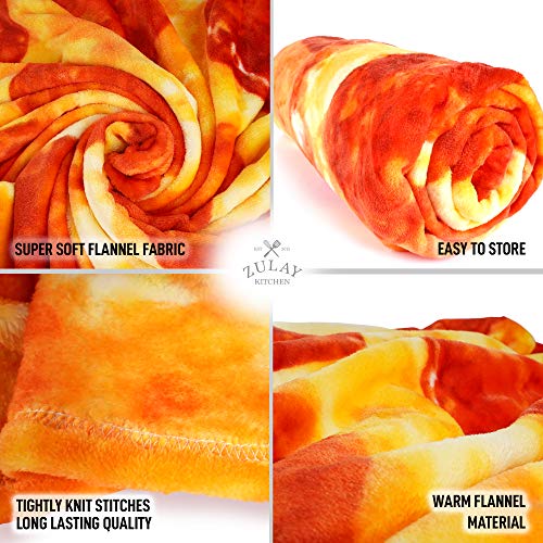 Zulay (60 Inch) Giant Pepperoni Pizza Blanket - Novelty Big Pizza Blanket Adult and Kids - Premium Soft Flannel Round Pepperoni Blanket for Indoors, Outdoors, Travel, Home and More