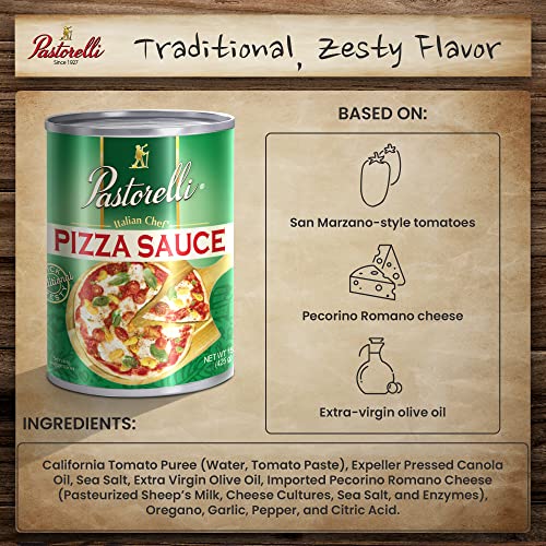 Pastorelli® Pizza Sauce – Original Italian Pizza Sauce made with Imported Extra Virgin Pizza Olive Oil and Pecorino Romano Cheese Shredded – Since 1952 Family Pizza Sauce Recipe – 8 Ounce (Pack of 12)