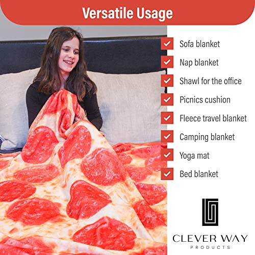 Pizza Blanket Pepperoni Fleece Large 71" Thick 300 MSG Extra Soft 2 Design Double Print with Crust Calzone Adult and Children Throw Blanket Bedroom Blanket