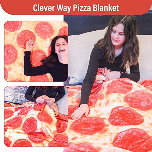 Pizza Blanket Pepperoni Fleece Large 71" Thick 300 MSG Extra Soft 2 Design Double Print with Crust Calzone Adult and Children Throw Blanket Bedroom Blanket