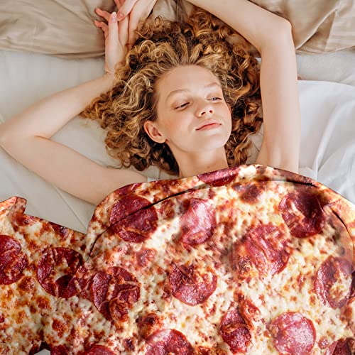 Oversized Food Blanket, Pizza Blanket for Adults and Kids, Soft Flannel, Round, 71 Inch Large, Novelty Gifts for Everyone - Outivity