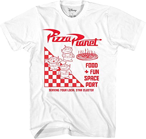 Disney Pixar Toy Story Pizza Planet T-Shirt for Men Adult Merch Graphic Tshirt Men's Tee 2X 2XL XX-Large Take Out Logo (White, XX-Large)
