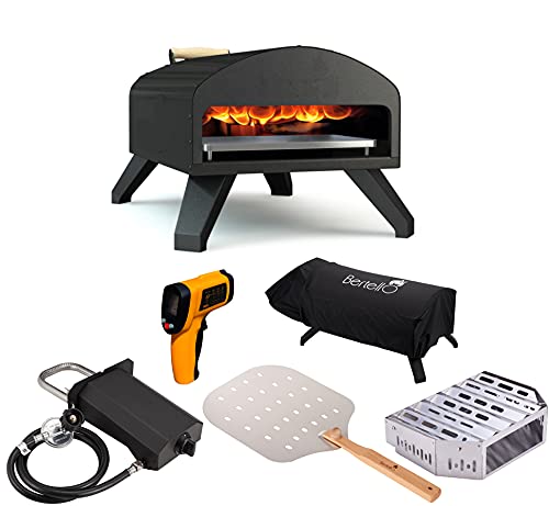 Bertello Outdoor Pizza Oven Everything Bundle - Gas, Wood & Charcoal Fired Outdoor Pizza Oven. Portable Pizza Oven AS SEEN ON SHARK TANK - PATENT PENDING