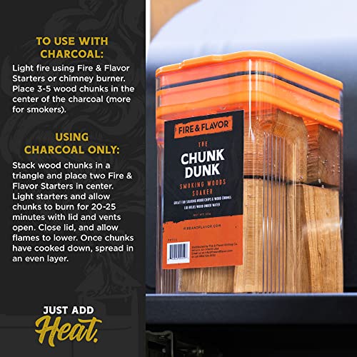 Fire & Flavor Premium All-Natural Oak Wood Smoking Chunks, Sweet, Moderately Smoky Flavor for Use with Ribs, Pork, Brisket, Almost All Meats & Seafoods