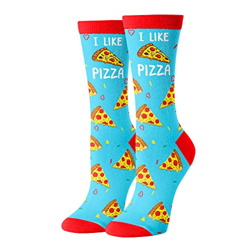 HAPPYPOP Funny Pizza Socks Women, Pizza Gifts For Pizza Lovers, Pizza Themed Gifts, Blue