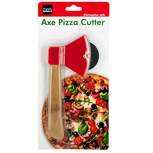 bulk buys Kitchen Essentials Axe Pizza Cutter, 8.25", Brown/Red/Silver