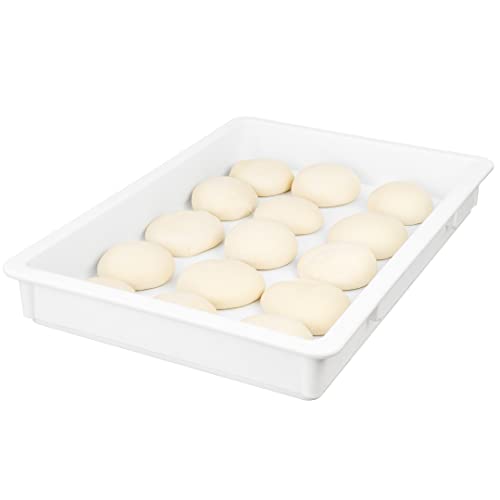 26 x 18 x 3 Inch Proofing Box, 1 Rectangle Dough Box - Stackable, Dishwashable, White Plastic Pizza Dough Boxes, Durable, Lids Sold Separately