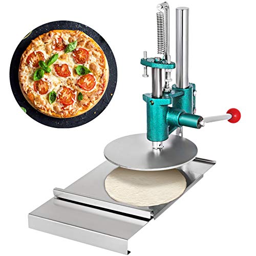 VEVOR Pizza Dough Press Machine, 7.9" Pizza Pastry Press Machine w/ Dual Plates, 200mm Stainless-Steel Household Pizza Press w/ 0.2" Thick Disc, Dough Pastry Manual Press Machine w/ Cast Iron Base