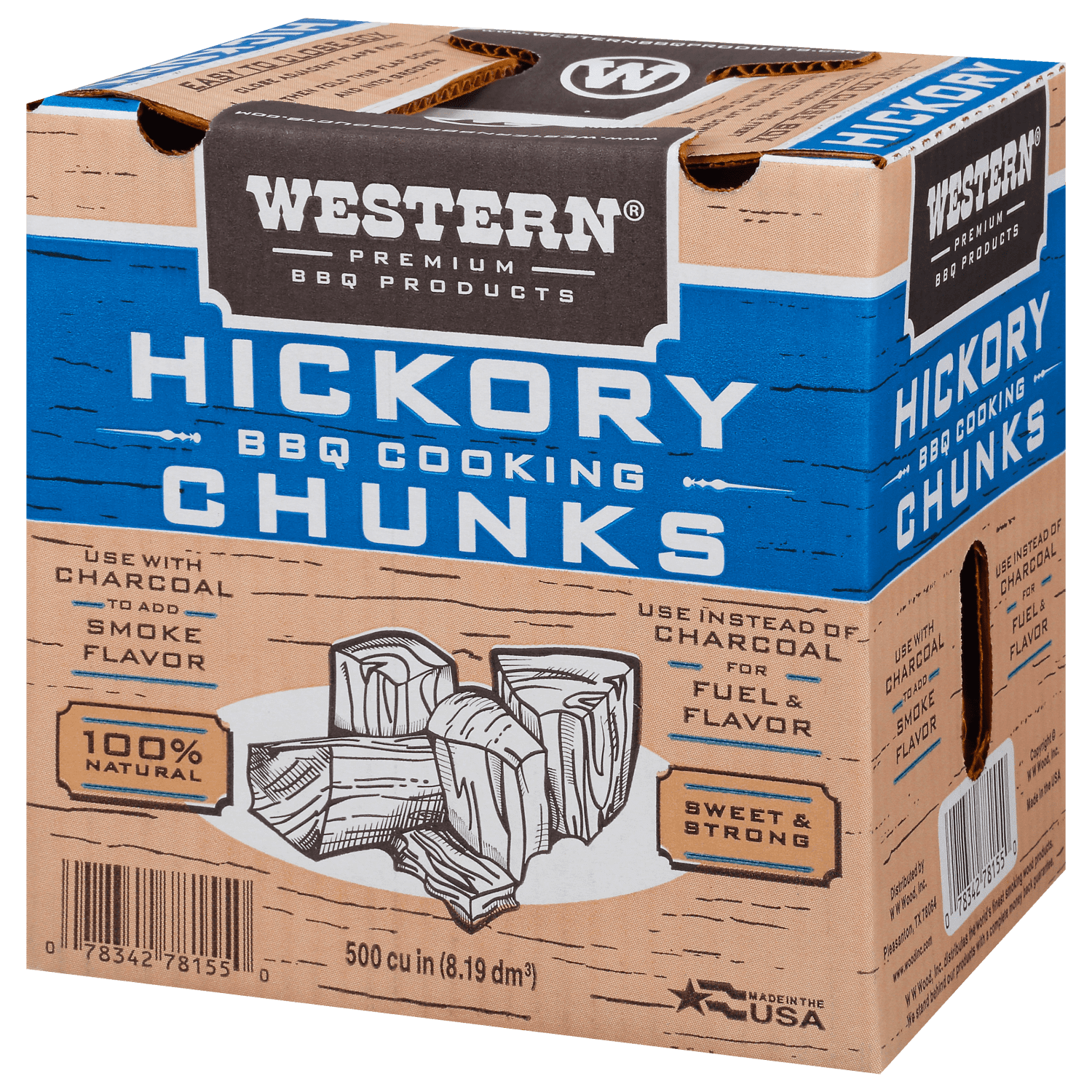 500 CU in Hickory Smoking Wood Chunks