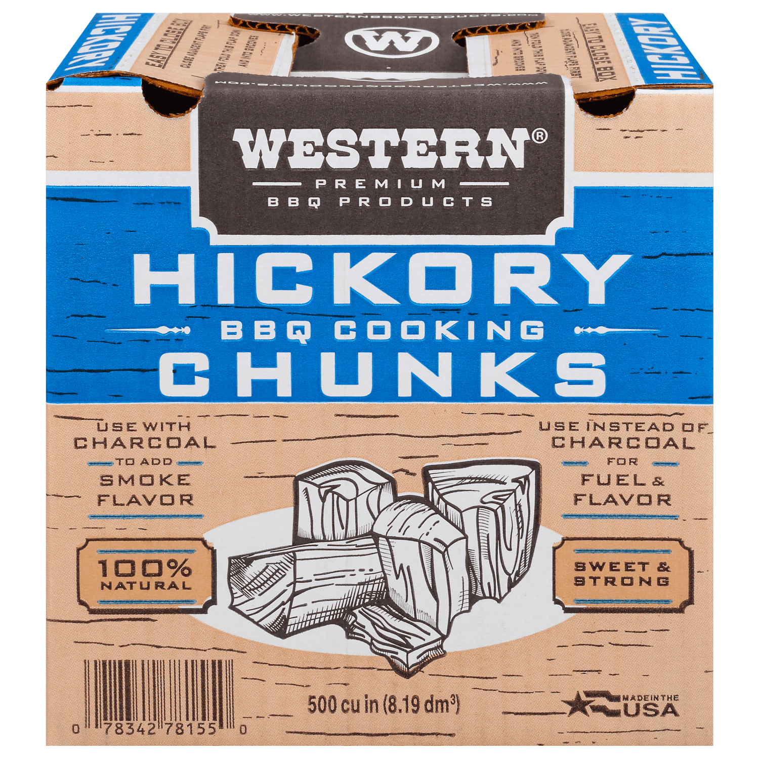Hickory Smoking Wood Chunks - Western 500 CU