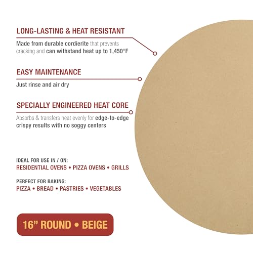 16-Inch Round Pizza Stone for Oven and Grill