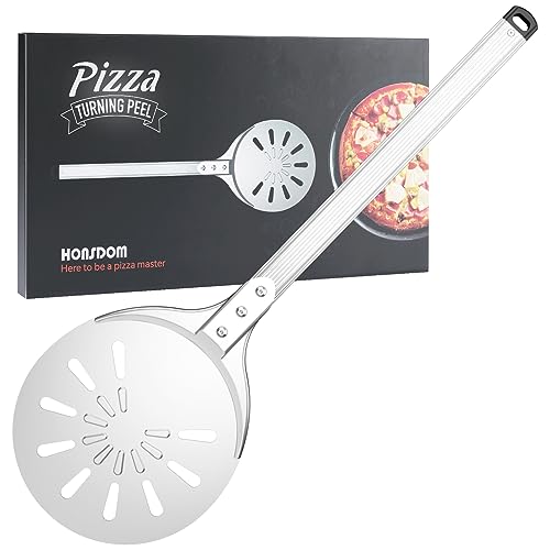 Perforated Aluminum Pizza Turning Peel with Long Handle