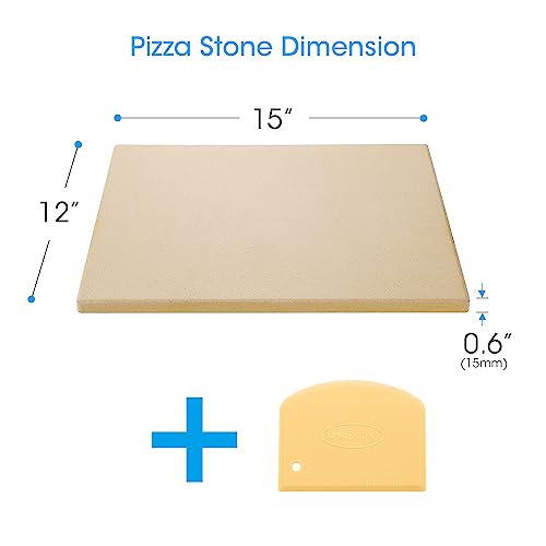 Unicook Heavy Duty Cordierite Pizza Pan, 15 X 12 Inch