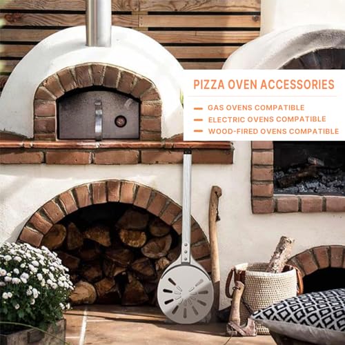 Perforated Aluminum Pizza Turning Peel with Long Handle