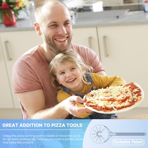 Perforated Aluminum Pizza Turning Peel with Long Handle