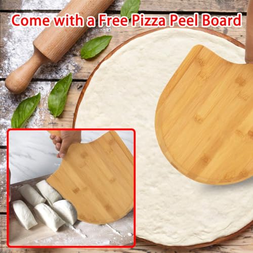 Augosta Pizza Stone for Oven and Grill with Free Wooden Pizza Peel paddle, 15 x 12 Inch