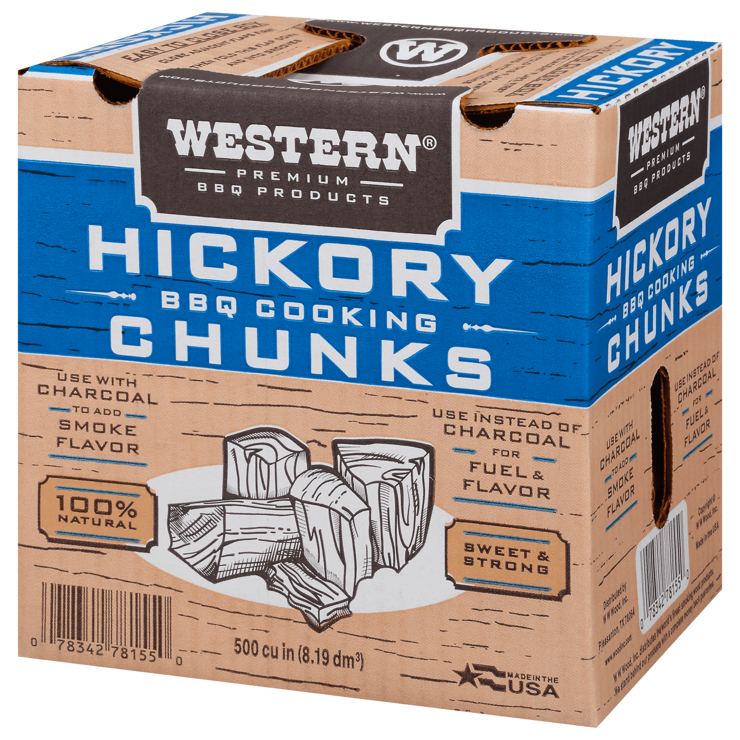 Hickory Smoking Wood Chunks - Western 500 CU