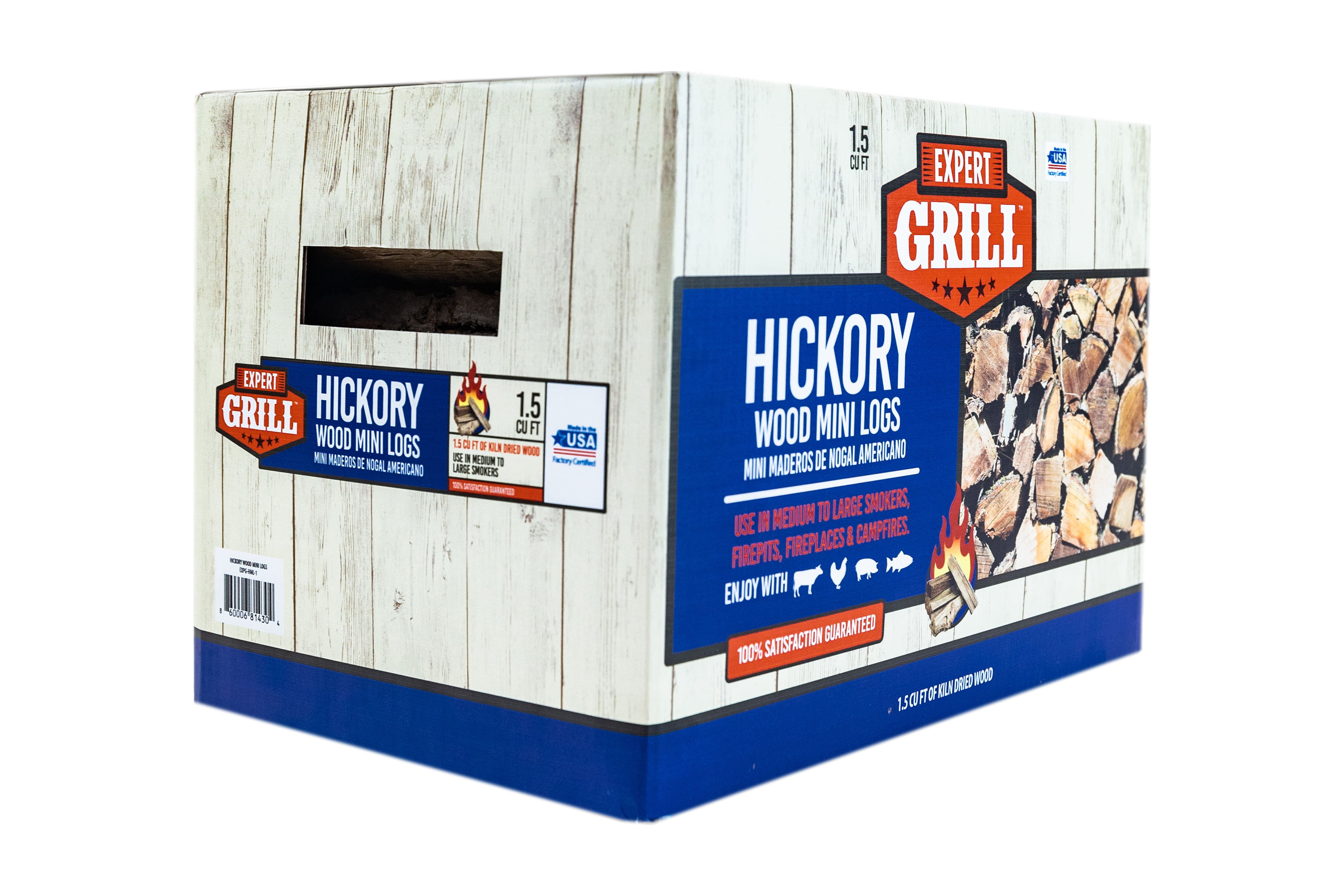 Hickory Wood Mini Smoking Logs, 1.5 Cubic Feet