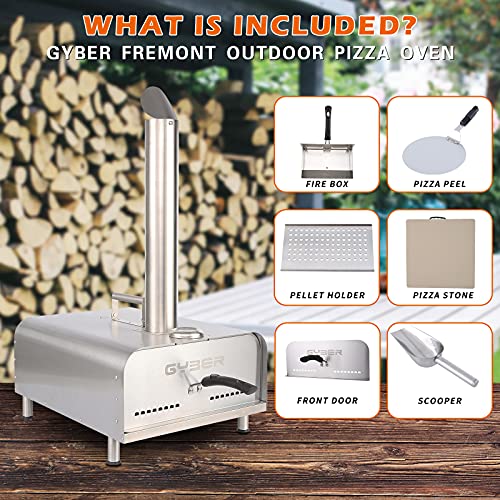 GYBER Fremont Stainless Steel Portable Outdoor Wood Fired 12" Pizza Maker Oven