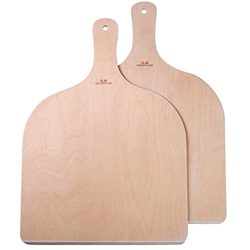 2-Piece Wood Pizza Peel, Large Pizza Paddle Set for Pizza stone,Oven or Grill, Pizza Spatula for Transferring Breads & Pizzas into and out of a Hot Oven Swiftly
