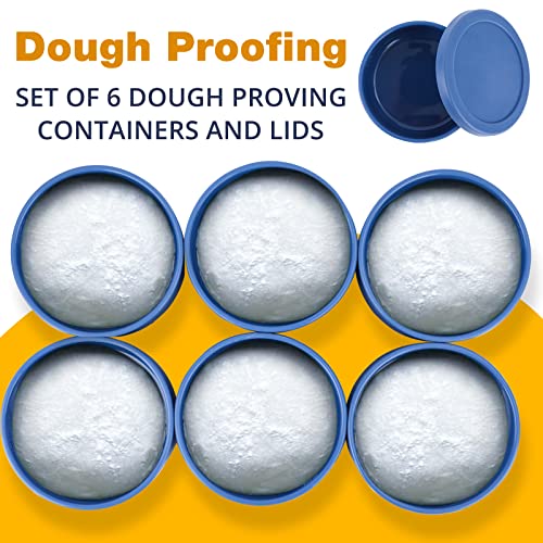 6Pcs Proofing Boxes, Dough Proofing Trays with Lid -700ml Silicone Fermentation Box Container- Blue Pizza Dough Boxes, Durable - Bread Dough Container, Food Storage Box Container for Home Kitchen