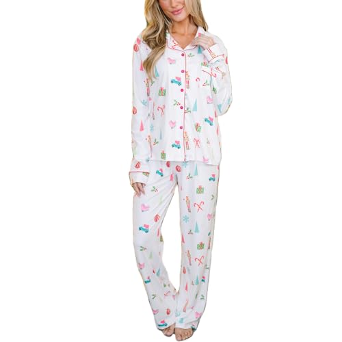Cozy Christmas Pajama Set: Chic Slim White