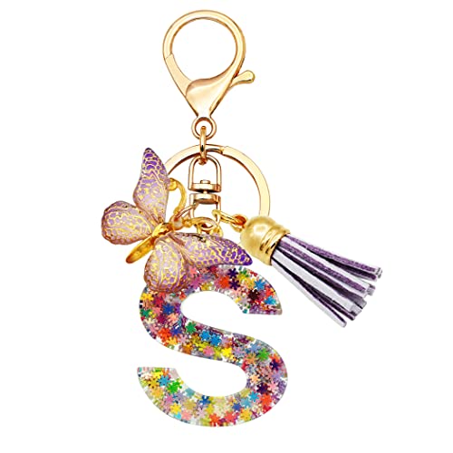 Purple Snow Letter Keychain for Christmas Gifts