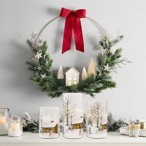 DRomance LED Holiday Window Pillar Candles Set (Snowman)