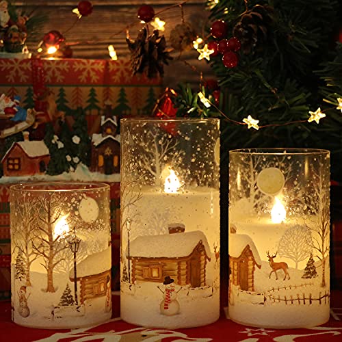DRomance LED Holiday Window Pillar Candles Set (Snowman)