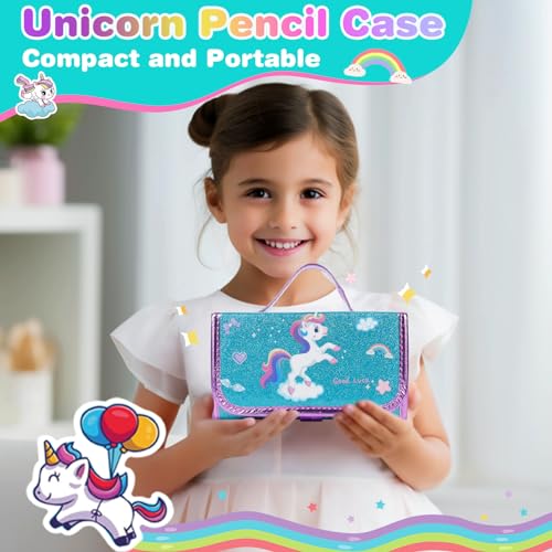 99PCS Unicorn Markers in Glittery Case, Kids Drawing Set