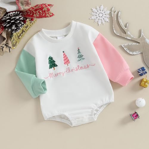 Christmas Onesie: Baby Sweatshirt Romper with Winter Tree