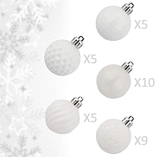 34pcs White Christmas Balls for Festive Decoration