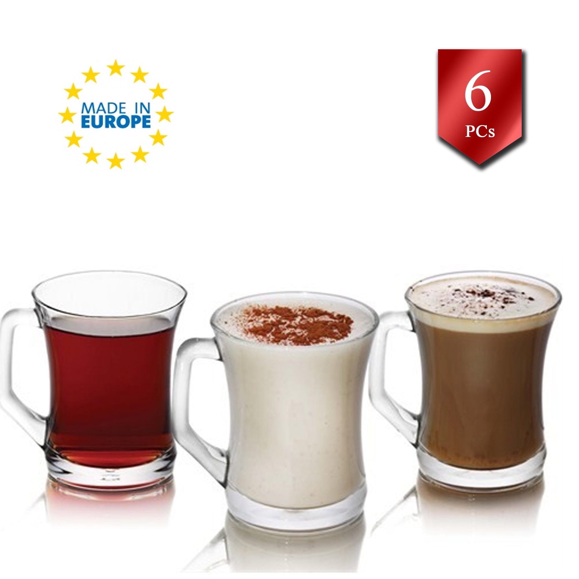 LAV Set of 6 Glass Coffee Mugs