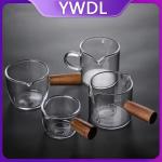 Wooden Handle Glass Espresso Measuring Cup Set