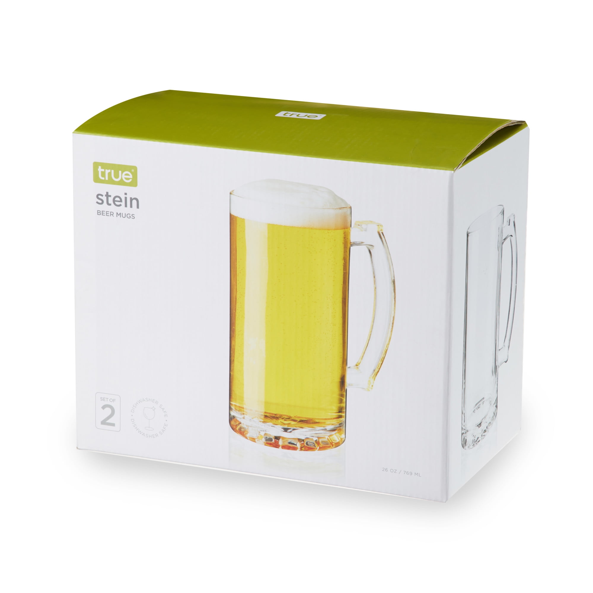 Large Dishwasher-Safe Beer Mugs, Set of 2