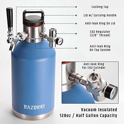 128oz Stainless Steel Beer Growler with Tap