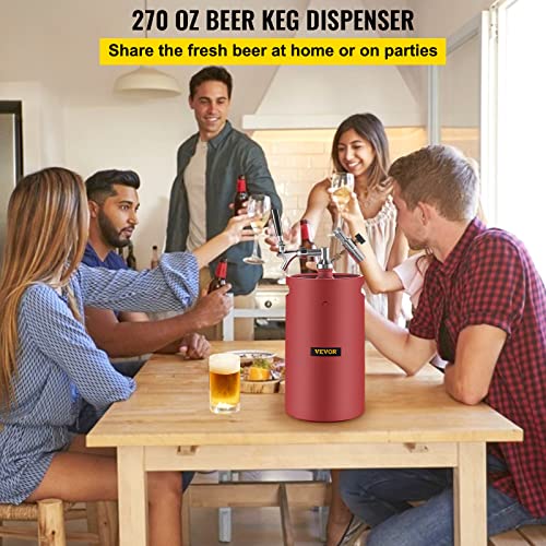 Red 8L Pressurized Beer Growler Tap System
