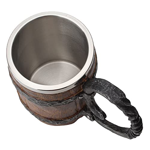 Stainless Viking Beer Mug with Wooden Design