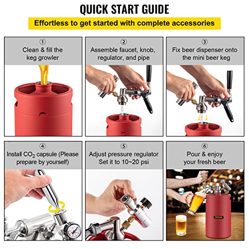 Red 8L Pressurized Beer Growler Tap System