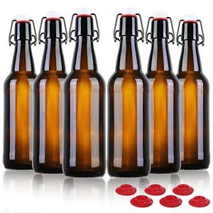 YEBODA 16 oz Amber Beer Bottles - 6 Pack
