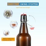 YEBODA 16 oz Amber Beer Bottles - 6 Pack